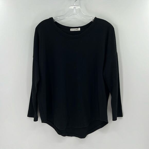 Rag & Bone Women's Curved Hem Scoop neck Tee - Black - Medium - Picture 1 of 5